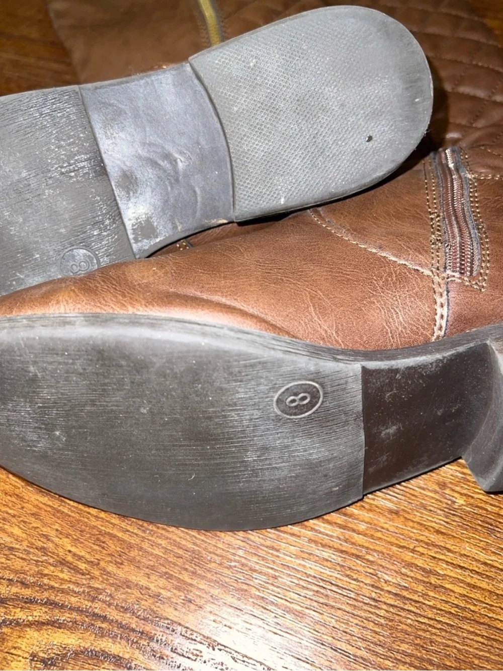 Mossimo Supply Brown Quilted Knee-High Tall Boho Y2K Riding Boots Size 8